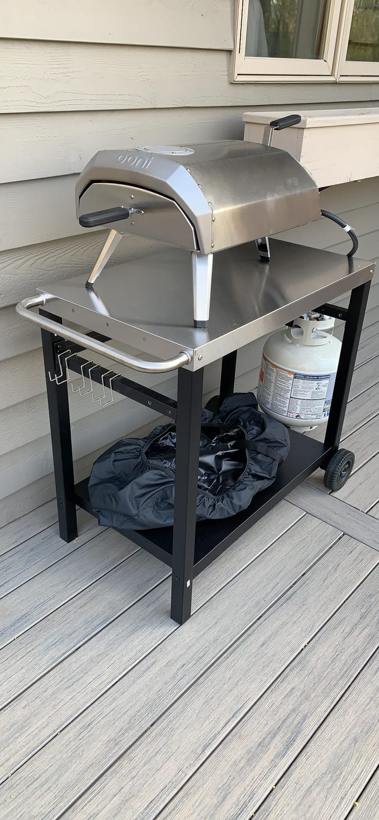 Royal Gourmet Dining Cart Table with Double-Shelf, Movable Stainless Steel Flattop Grill Cart, Hooks, Side Handle, Multifunctional PC3401B (Black) customer photo 1