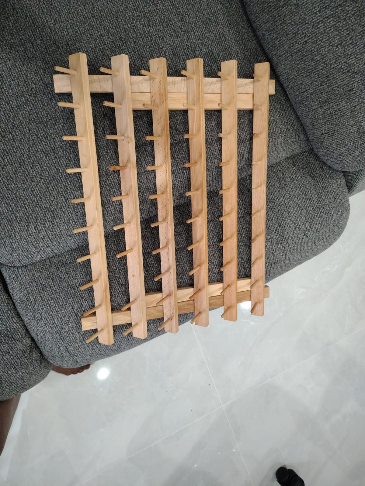 Dritz Wooden Thread Rack - Holds 60 Spools - Wall-Mount or Free-Standing with Pull-Out Legs customer photo 2