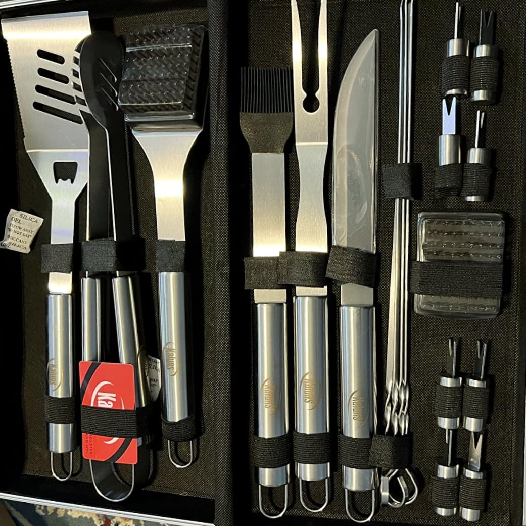 Kaluns Grilling Accessories, Gifts for Men Christmas Grilling Gifts for Dad, Heavy Duty Stainless Steel BBQ Grill Tools Set for Outdoor Grill with Aluminum Case and Apron, Birthday Gifts for Men Dad customer photo 1