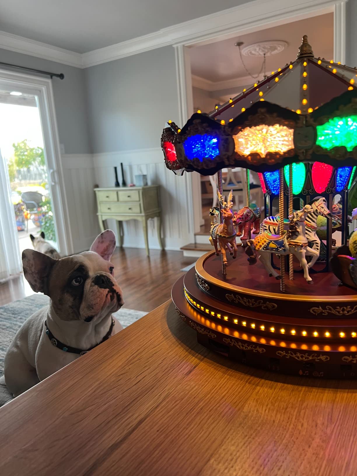 Mr. Christmas Marquee Deluxe Carousel Musical Animated Christmas Decoration, LED Lights, Plays 20 Songs, 15 Inch, Multi-Color customer photo 2