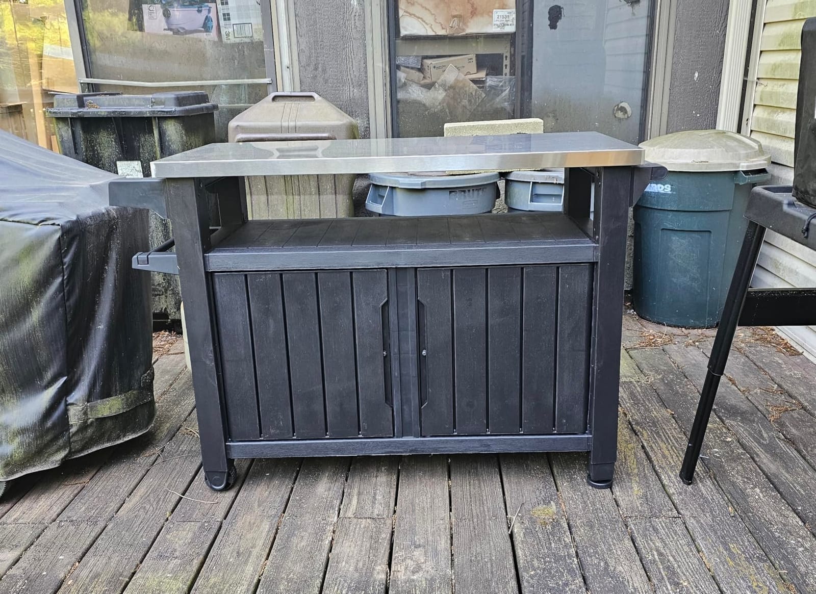 Keter Unity XL Portable Outdoor Table with Stainless Steel Top for Kitchen Prep and Outdoor Storage Cabinet for Grilling Accessories, Dark Grey customer photo 2
