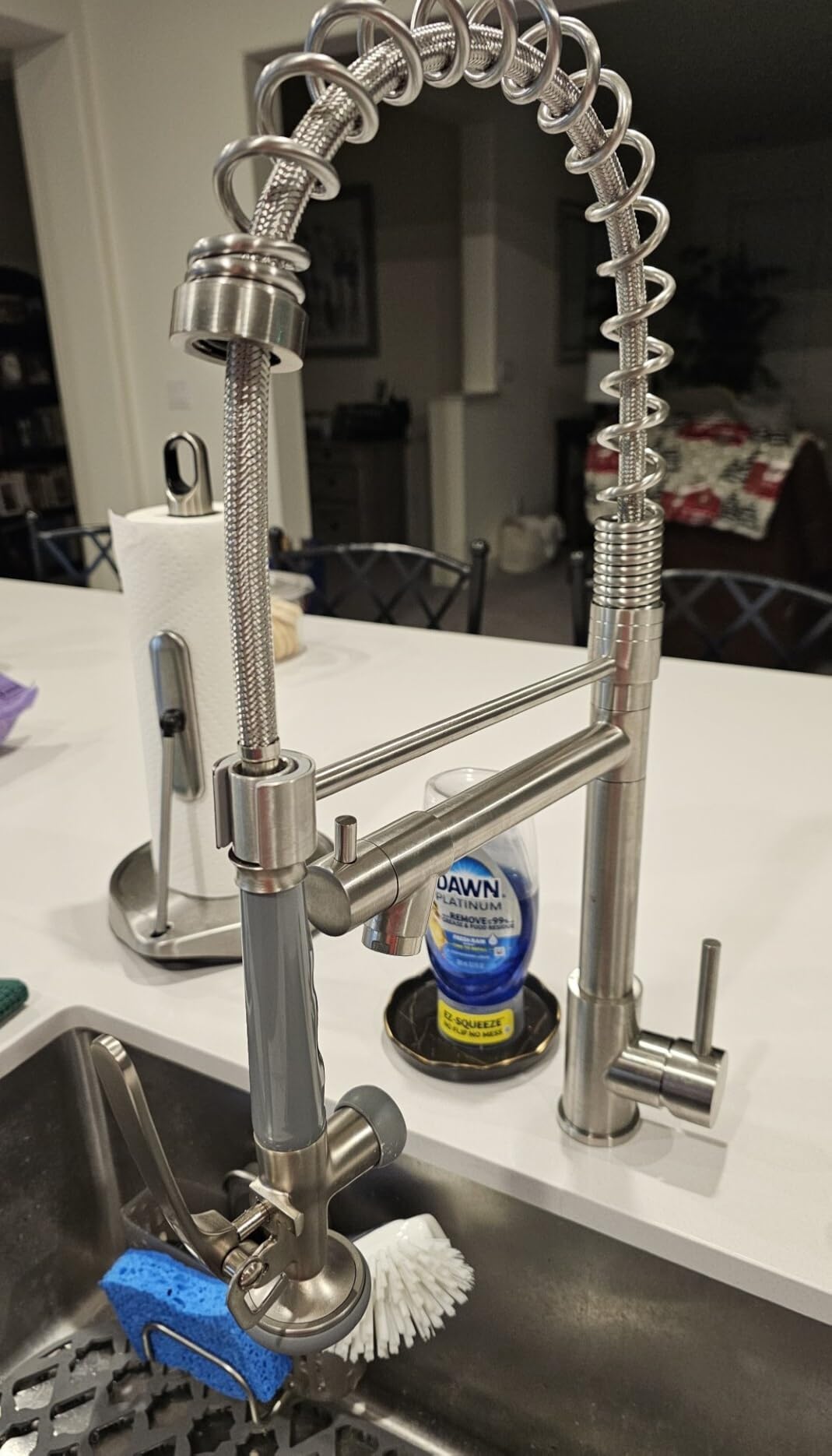 Fapully Commercial Pull Down Kitchen Sink Faucet with Sprayer Brushed Nickel customer photo 1