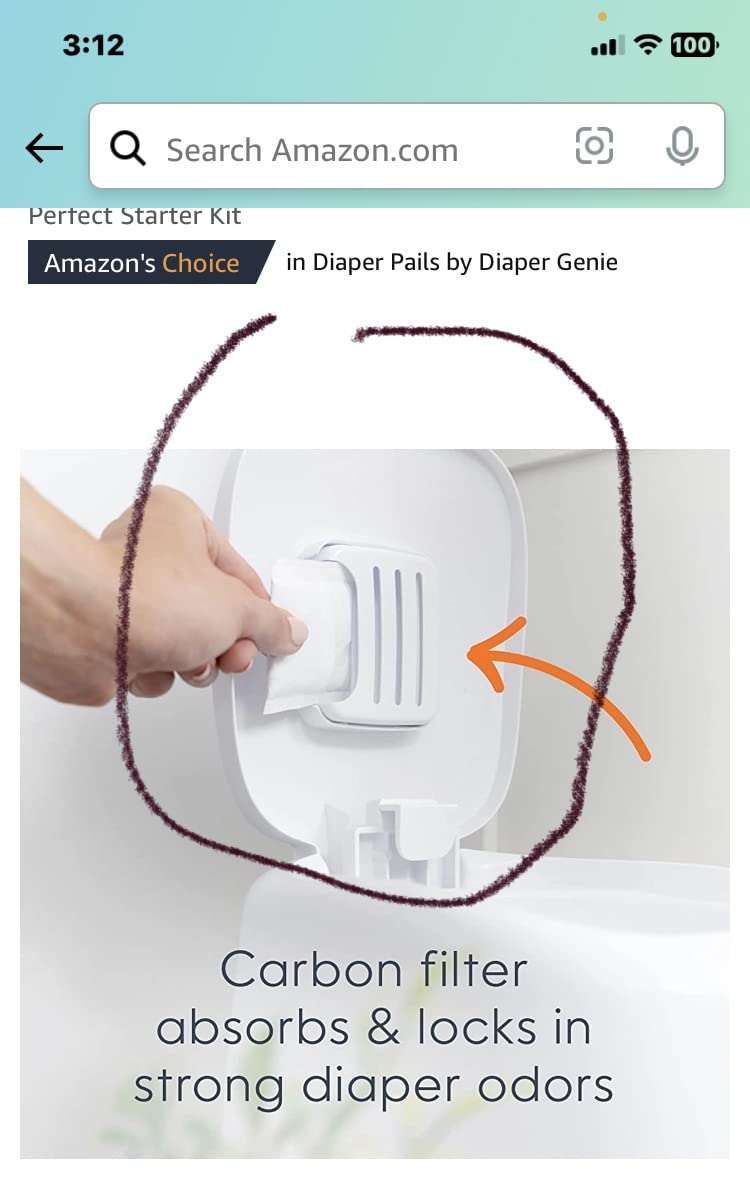 Diaper Genie Registry Gift Set | Includes Diaper Genie Complete Diaper Pail, 8 Refill Bags, 1 Carbon Filter customer photo 1