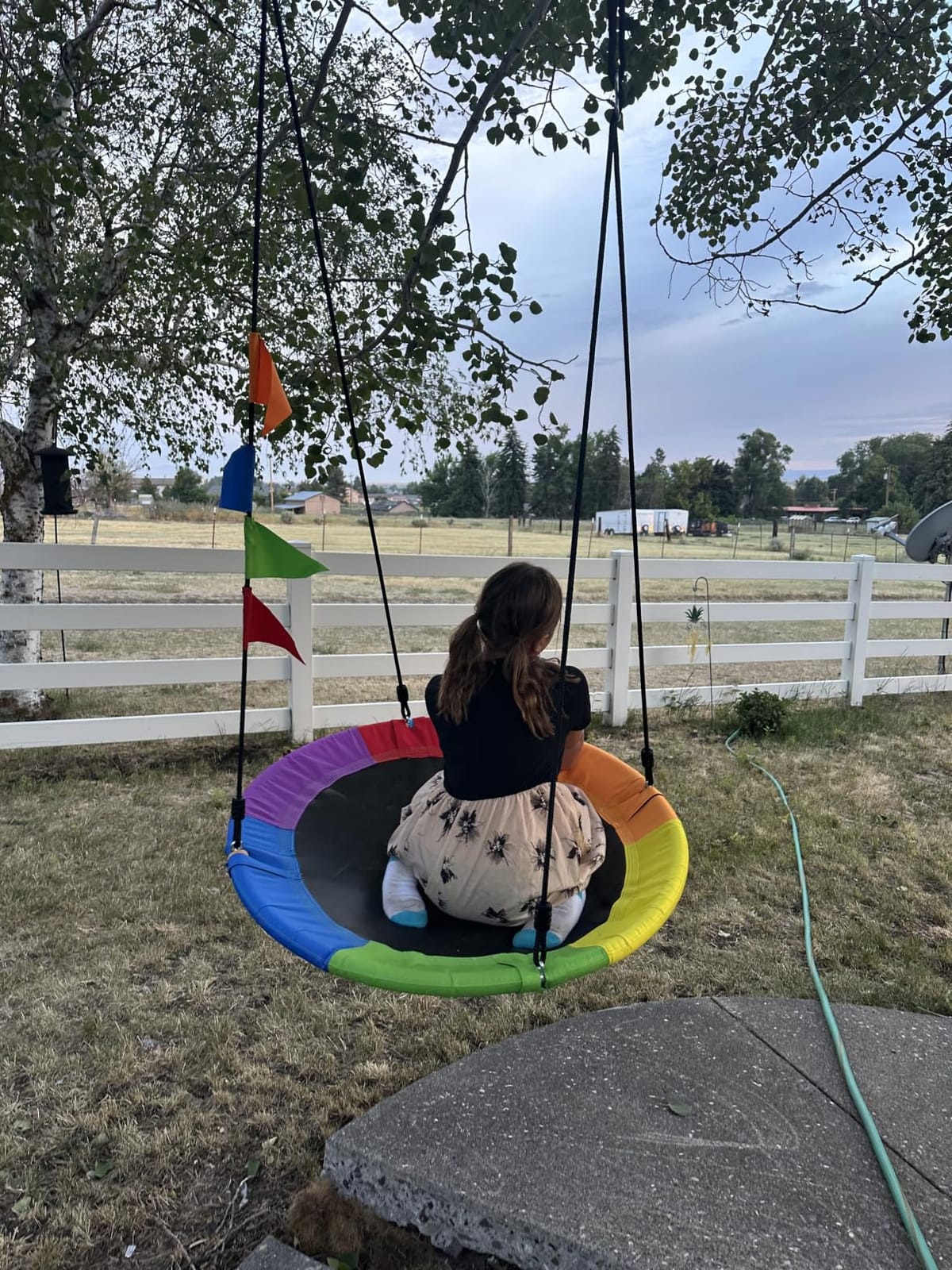 PACEARTH 40 Inch Saucer Tree Swing Flying 600lb Weight Capacity 2 Added Hanging Straps Adjustable Multi-Strand Ropes Colorful Safe and Durable Swing Seat for Children customer photo 1