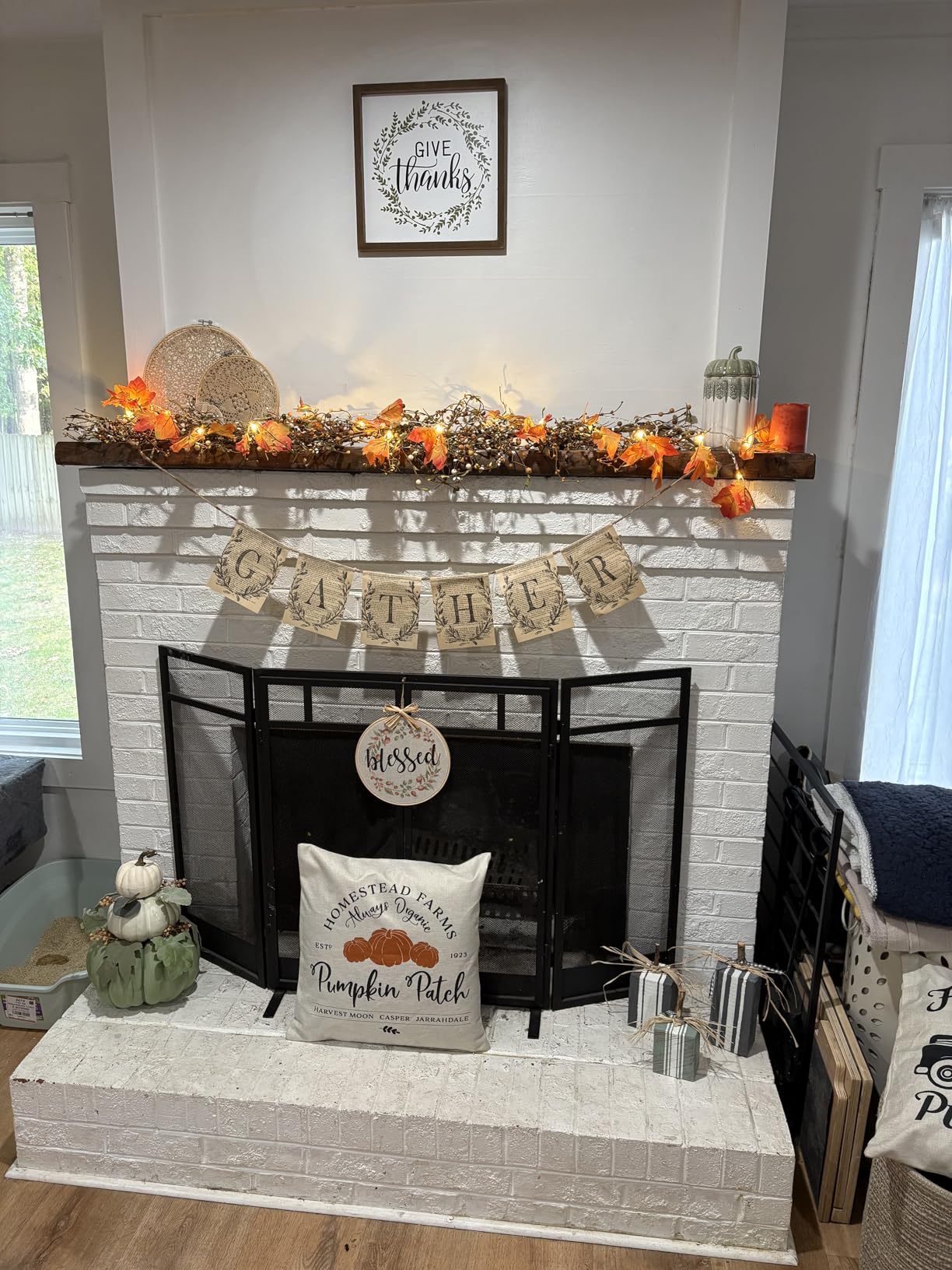 2-Pack Lighted Fall Garland, Total 16.4ft 40 LED Autumn String Lights | Battery Operated, Thanksgiving & Halloween Decorations for Home Indoor, Holiday Party Fall Decor & Friendsgiving Gifts customer photo 2