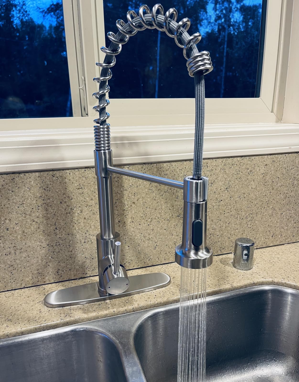 Kitchen Faucet with Pull Down Sprayer Brushed Nickel | 1 Handle Spring Sink Faucets, Lead-Free NSF Certified Stainless Steel, 1 or 3-Hole Deck Plate, Farmhouse, RV, Bar, Laundry Room customer photo 1
