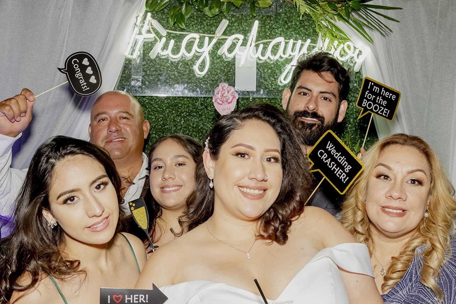 52pcs Wedding Photo Booth Props for Bridal Shower & Engagement Party | Gold, pink, teal and silver themed props including mustaches, lips, glasses, speech bubbles and romantic signs customer photo 1