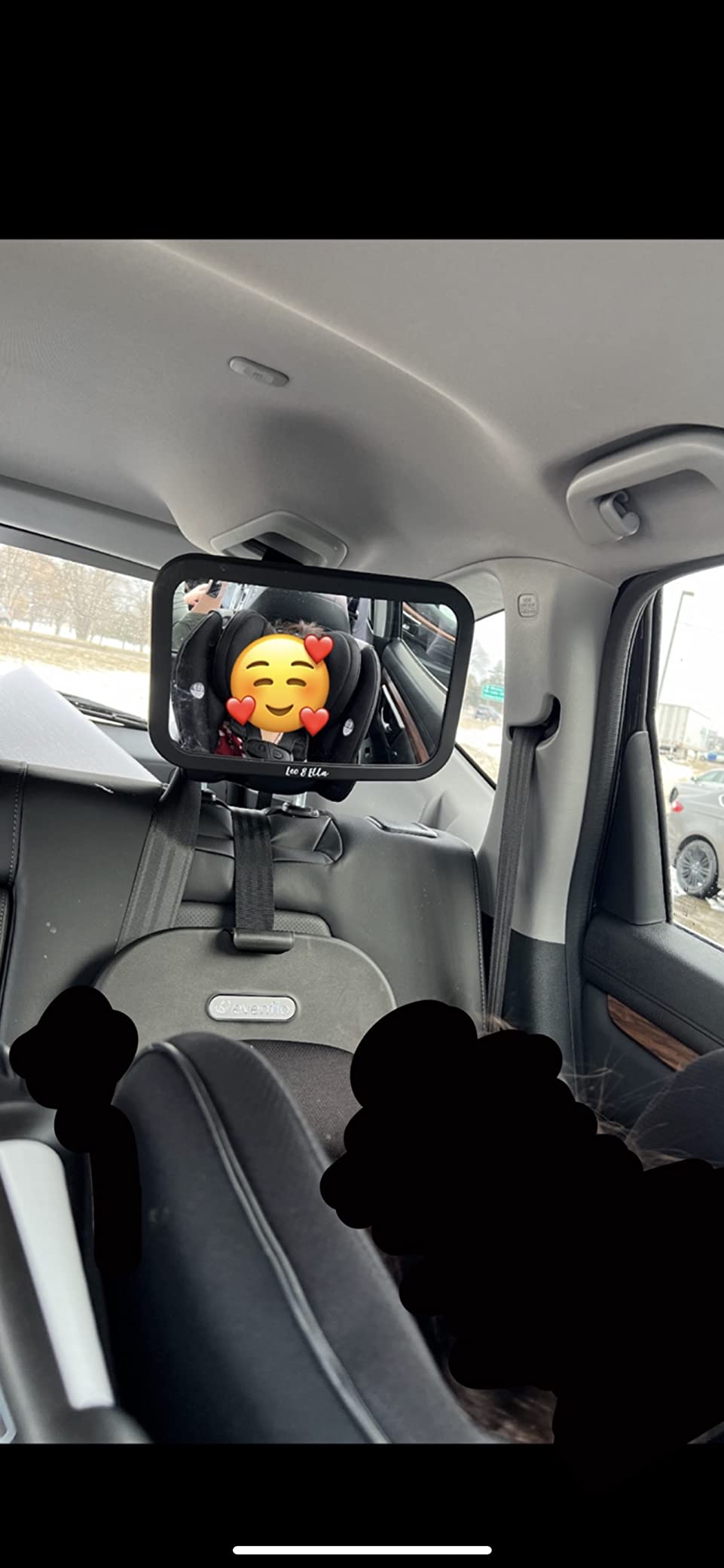 Leo&Ella Extra Large Car Mirror for Baby in Rear Facing Car Seat, Wide Crystal Clear View, 360° Adjustable Mount, Crash Tested and 100% Shatterproof, Fully Assembled customer photo 1