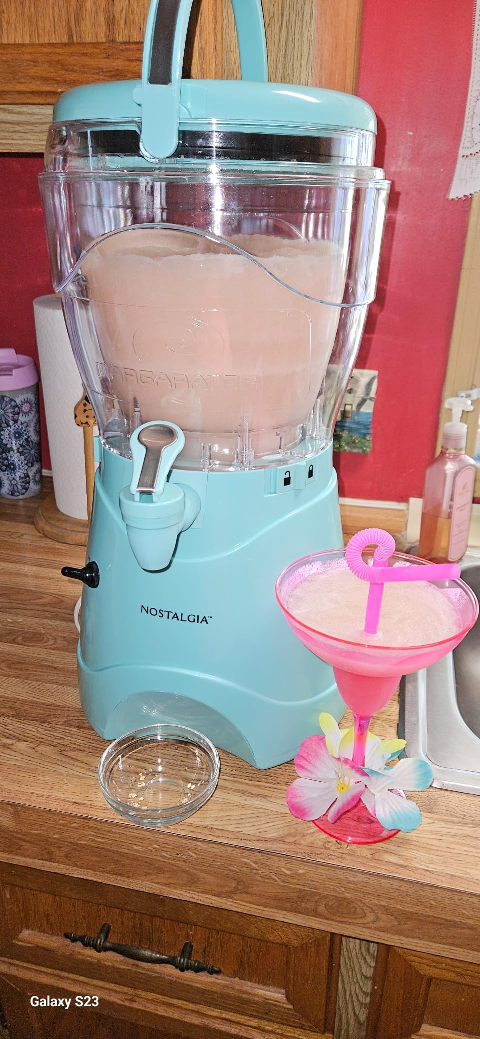 Nostalgia Frozen Drink Maker and Margarita Machine - 128-Ounce Slushy Maker, Aqua customer photo 1