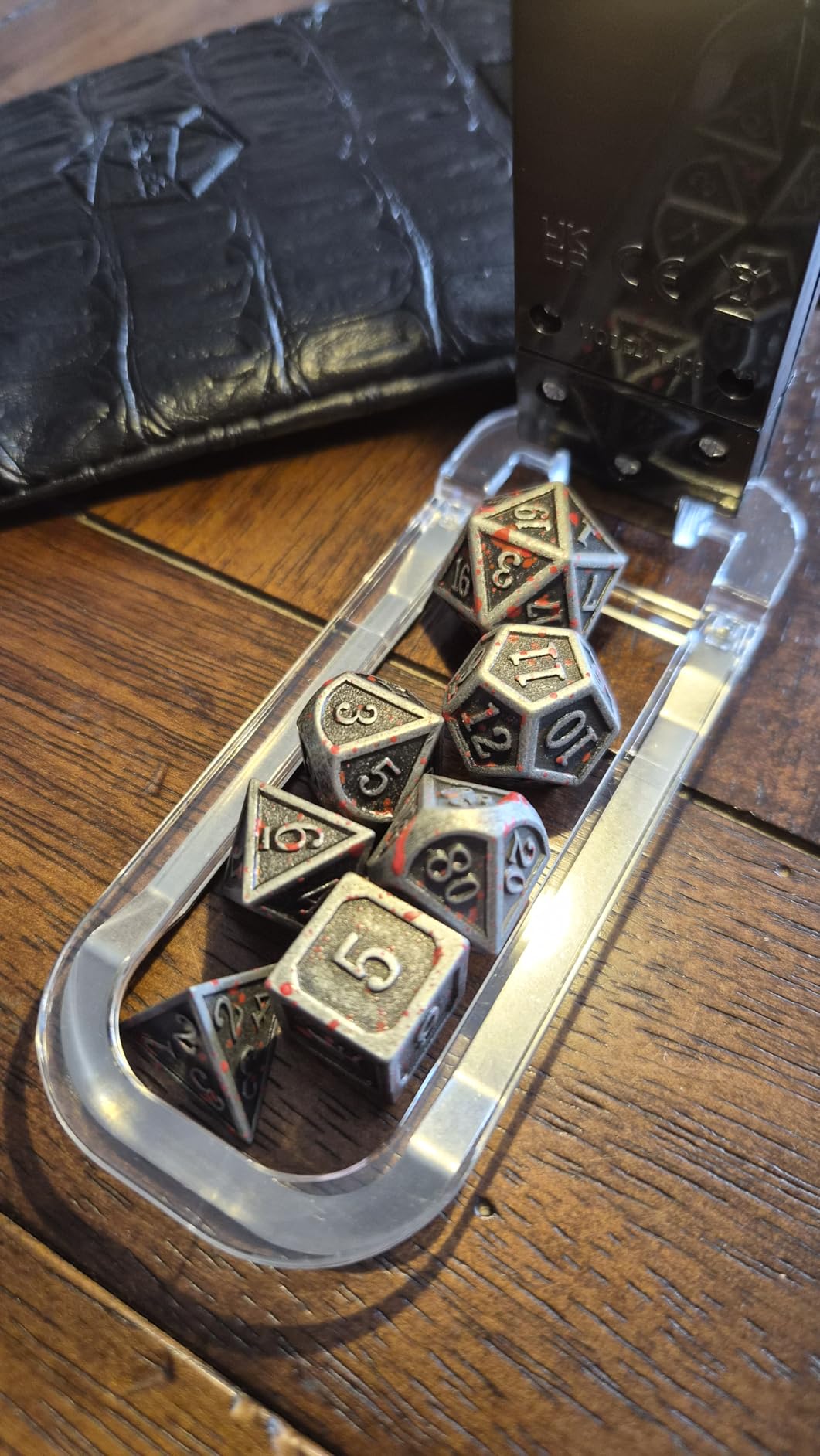 Haxtec Metal DND Dice Set, 7 Pcs Teal Polyhedral Dice for Table Games | Copper D&D Dice with Leather Bag, Compatible with Dungeons and Dragons, Ancient Heavy Metallic, Druid Dice, RPG Gifts customer photo 2