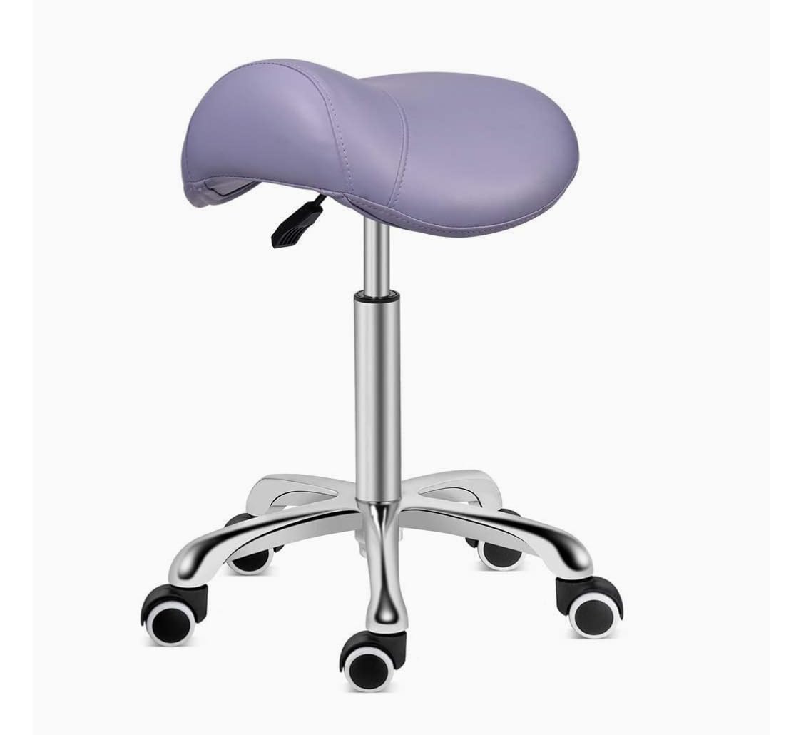 Kaleurrier Rolling Saddle Stool for Salon Kitchen Swivel Desk Chairs | Heavy Duty Saddle Chair for Professionals.350 lb Weight Capacity.22-30