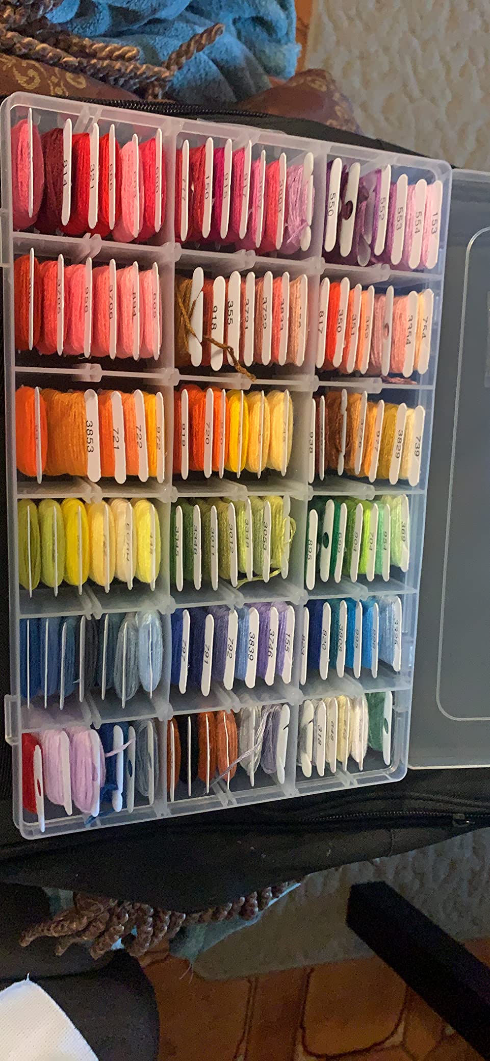 108 Color Embroidery Floss Kit, Cross Stitch Thread Storage Box | 99 cotton and 9 metallic threads, pre-wound on numbered bobbins, six separable strands, tangle-free storage box customer photo 1