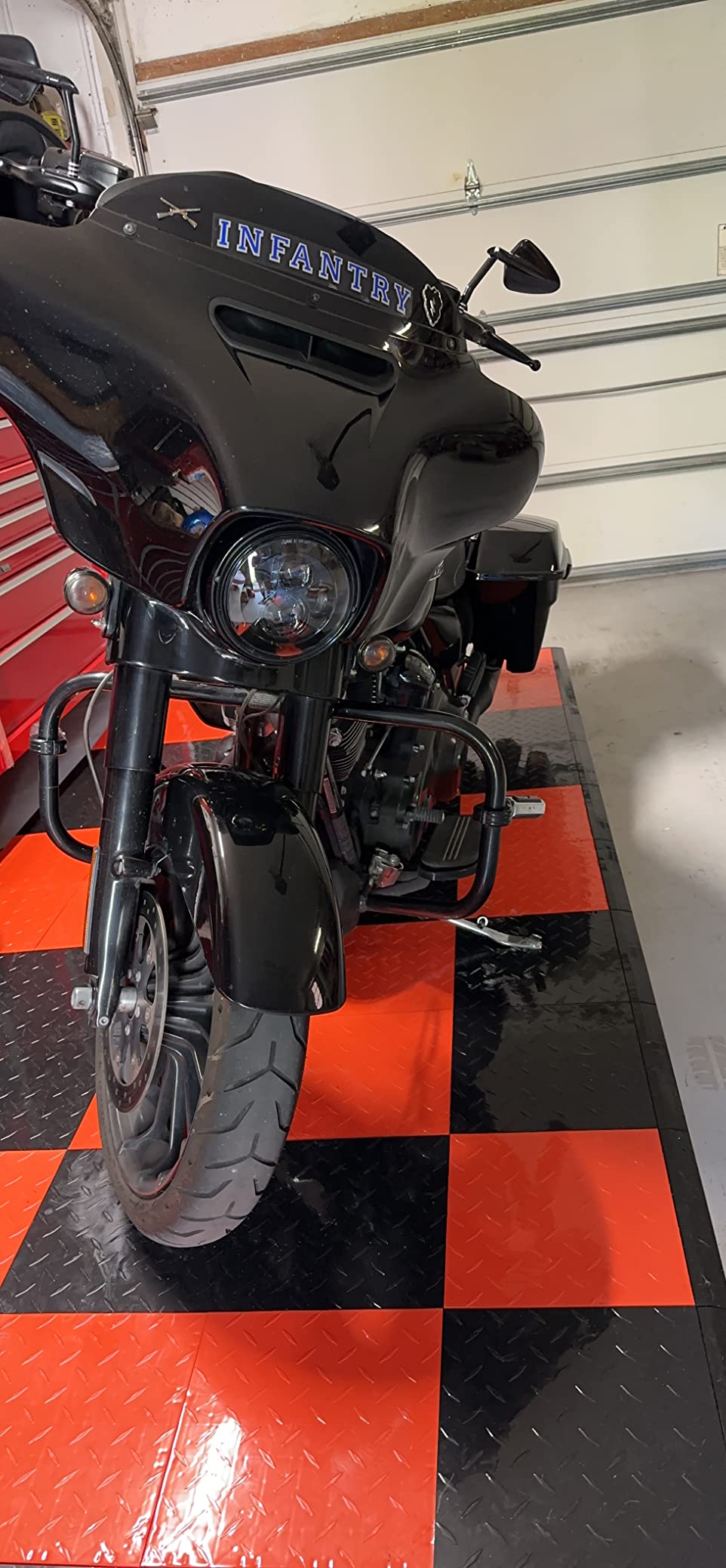 IncStores ⅜ Inch Thick Nitro Interlocking Garage Floor Tiles | Plastic Floor Tile Set for Parking, Protecting, and Displaying Motorcycles | 12