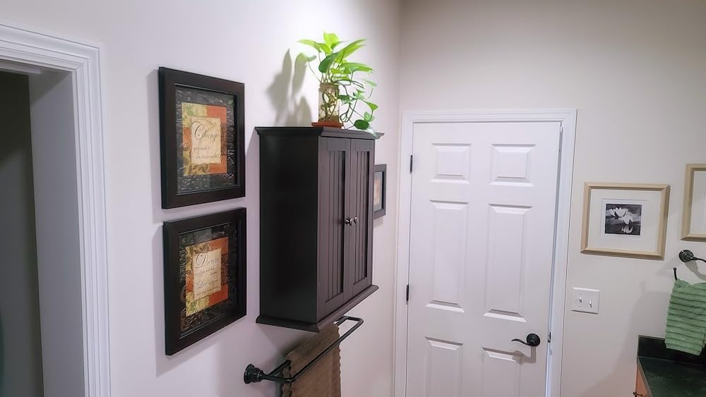 ChooChoo Bathroom Wall Cabinet, Over The Toilet Space Saver Storage Cabinet, Medicine Cabinet with 2 Door and Adjustable Shelves, Cupboard customer photo 2
