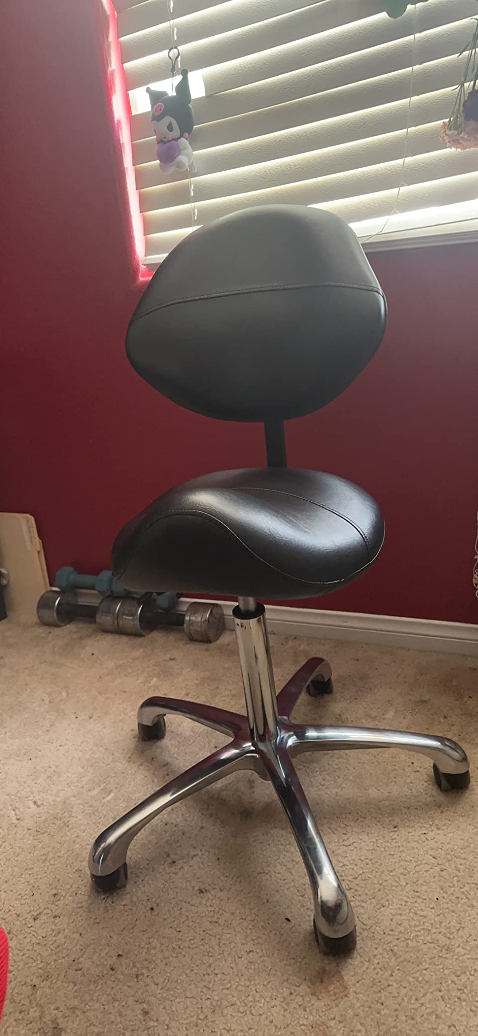 Grace&Grace Professional Saddle Stool Chair with Back Support, Rolling Saddle Ergonomic Stool Heavy Duty for Clinic Dentist Spa Massage Salons Studio (Black, Adjustable Back) customer photo 1