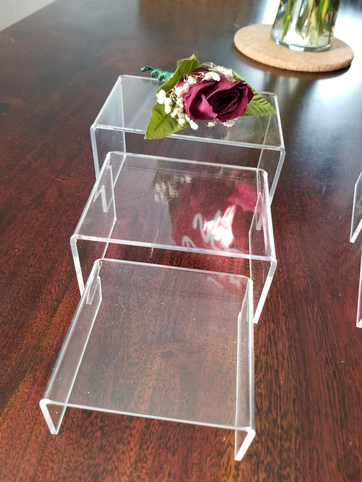 Chuangdi 2 Sets Display Risers Figure Food Stand, Clear, Small Set customer photo 1