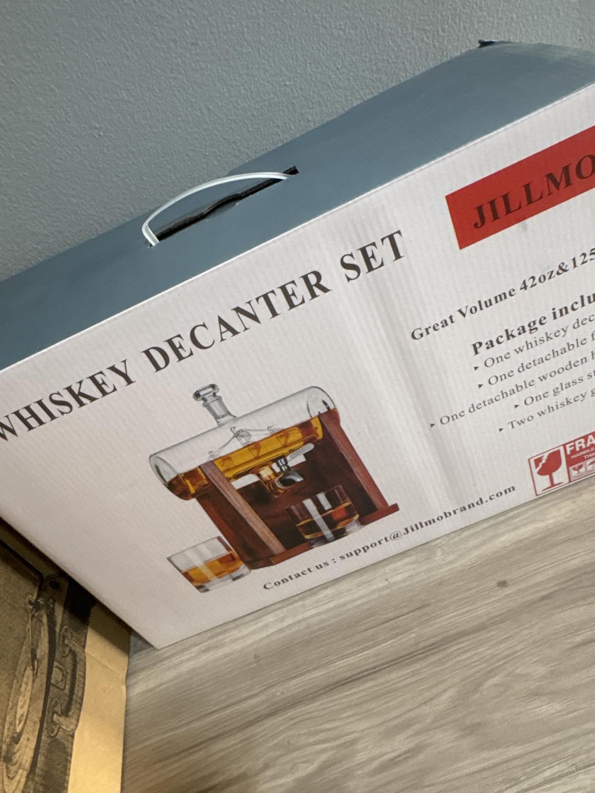 Jillmo Ship Whiskey Decanter Set for Men, 1250ml, 2 Glasses & Wooden Stand | Ship Inside And Precision Spigot Design Create A Memorable Decanter Gift For Dads, Husbands, And Whiskey Lovers customer photo 1
