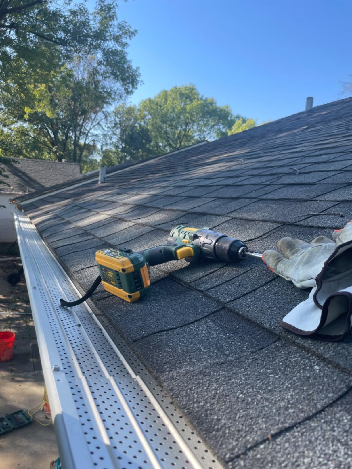FlowGuard Gutter Guard, USA Made Professional DIY 5 Inch 50-Year Gutter Cover Leaf Protection System - Brown - Aluminum - 102 Feet - by FlexxPoint customer photo 1