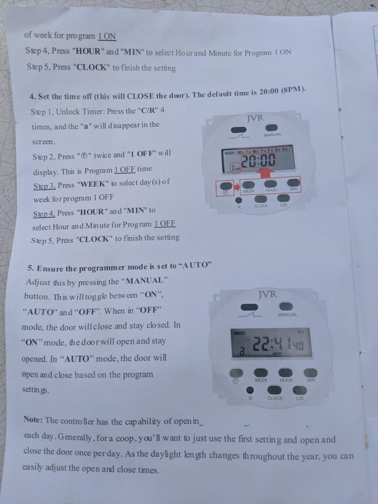 JVR Automatic Chicken Coop Door, Timer, Anti-Pinch, Aluminum Predator Proof | Programmable LCD timer, screw-rod actuator locks like a deadbolt, 11 x 12 in opening, weatherproof 13F to 140F, outage memory customer photo 2