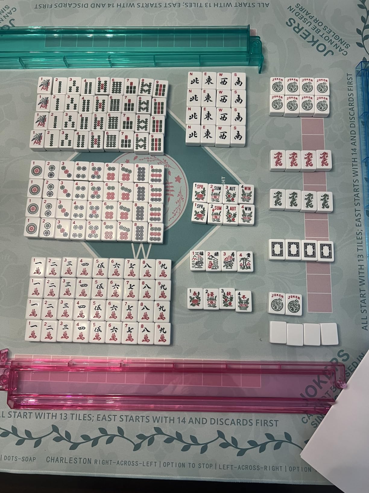 American Mahjong Game Set - Black Quilted Soft Bag 166 Premium Tiles with 4 All-in-One Rack/Pushers,100 Chips, Wind Indicator, English Manual. Easy Carry Complete Classic Mah-Jongg Set customer photo 1