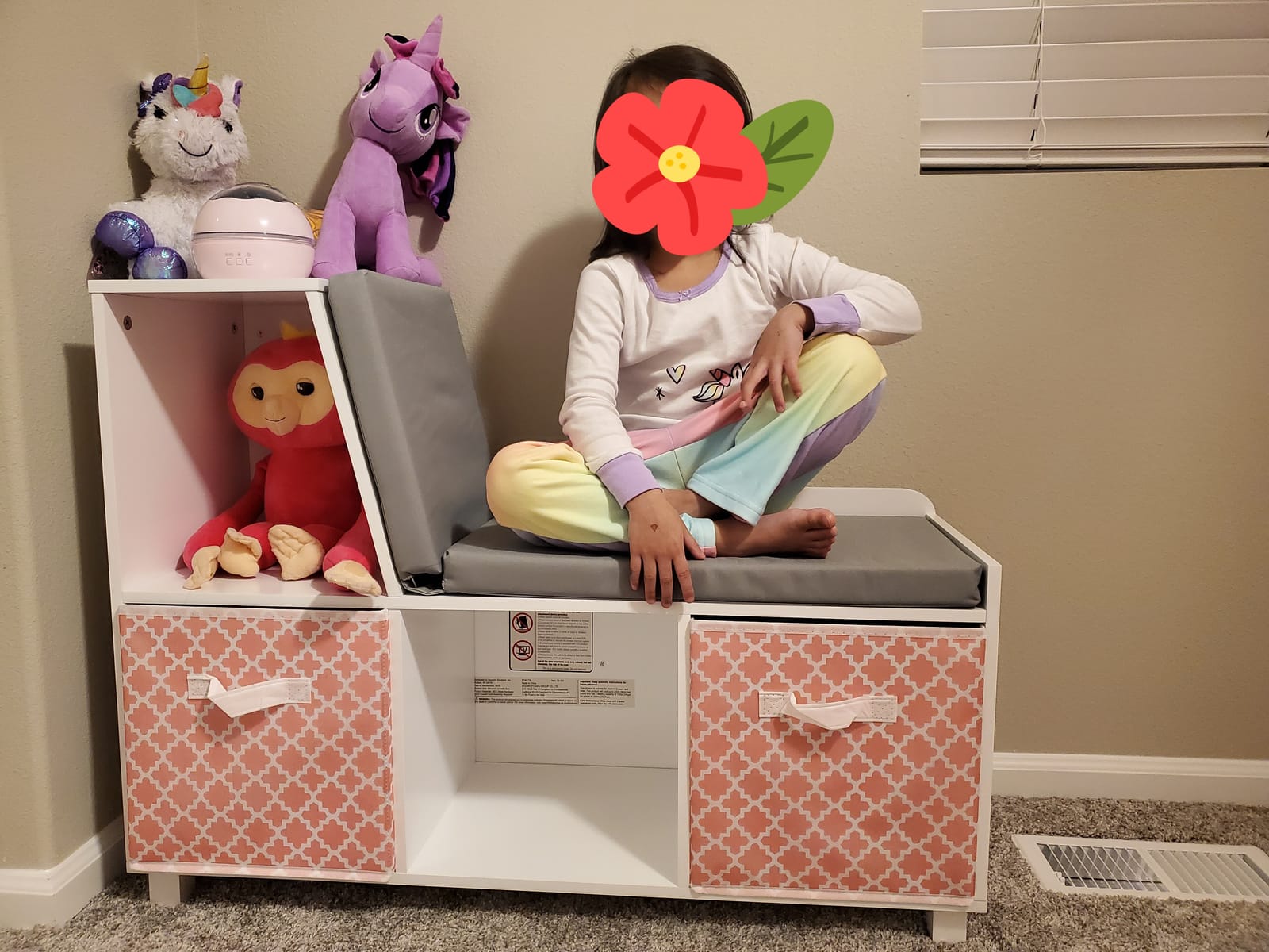 RiverRidge Kids Book Nook Reading Bench with Cushion and Toy Storage, White | Bookcase Bench with 4 Bookshelf Cubbies, Painted MDF, Playroom Storage Organizer customer photo 1