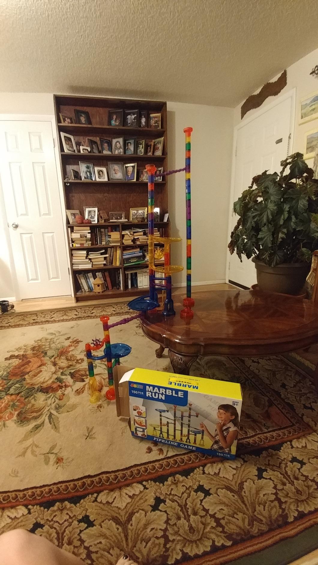 JOYIN 150Pcs Glowing Marble Run - Construction Building Blocks Toys with 5 Glow in The Dark Glass Marbles, STEM Educational Building Block Toy, Birthday Gifts, Easter Basket Stuffers customer photo 1