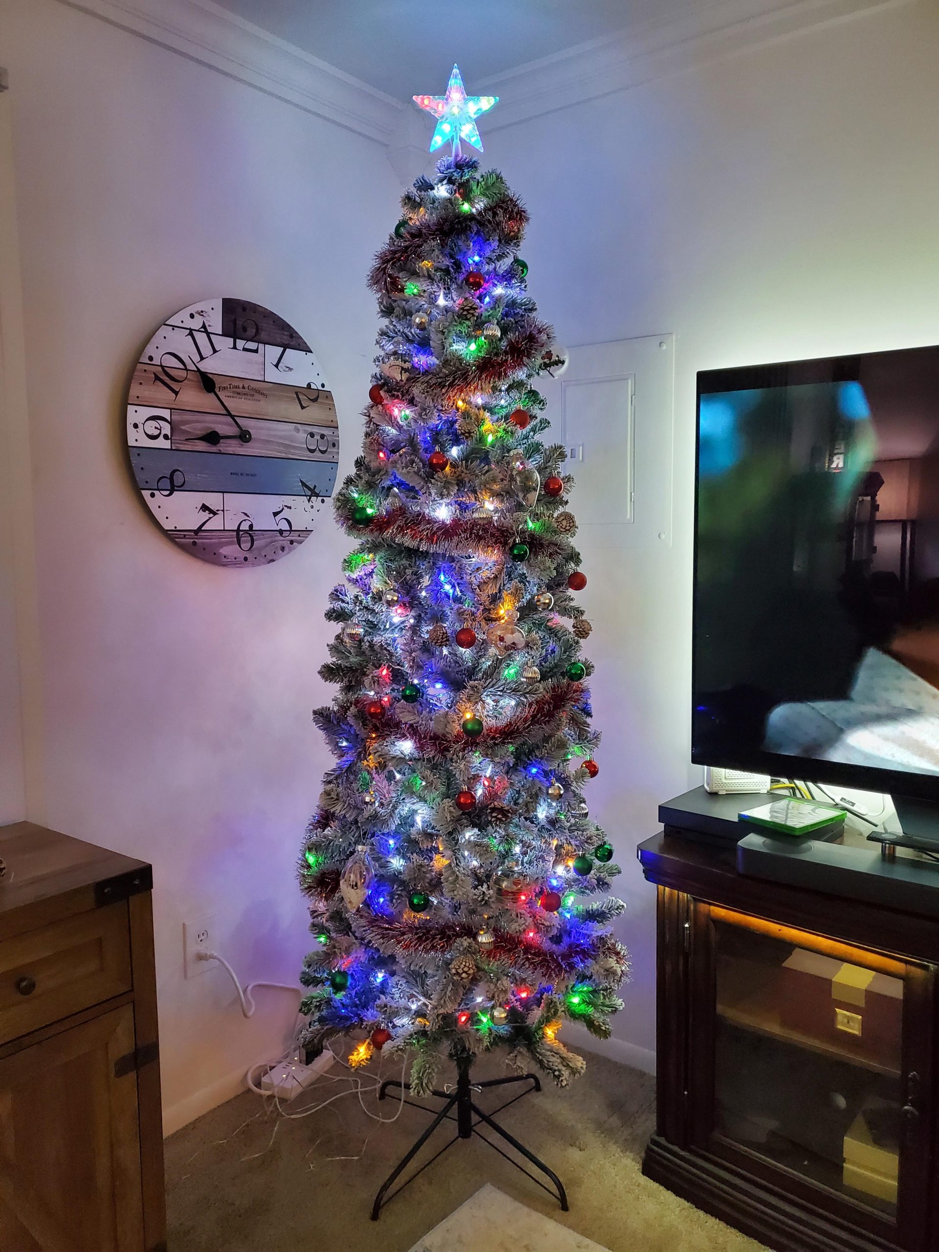 Best Choice Products Flocked Pencil Christmas Tree, Unlit Slim Artificial Holiday Decoration, 6ft Skinny Snowy Appearance w/Base customer photo 1