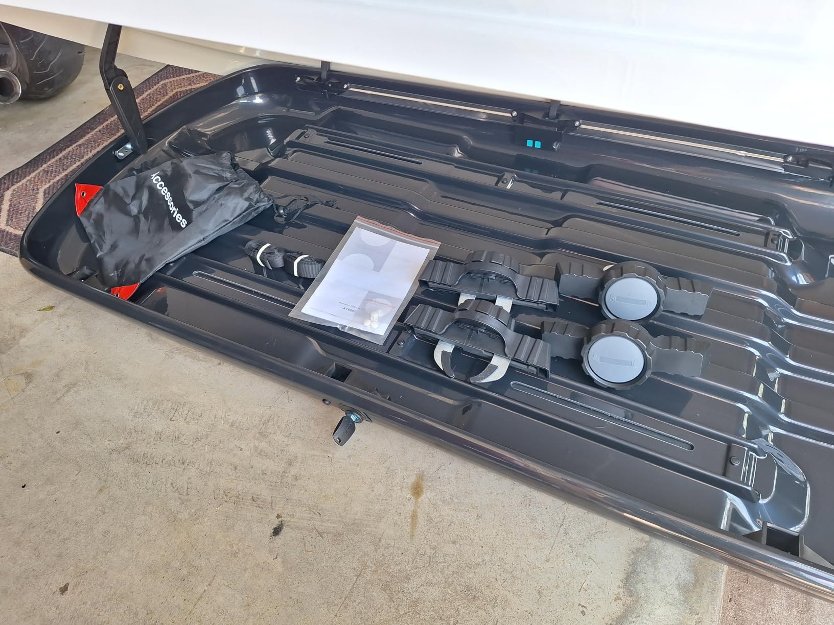 Goplus Rooftop Cargo Carrier Hard Shell, 14 Cubic Feet Waterproof Car Roof Cargo Carrier w/Dual Side Opening, Security Key, 165LBS Capacity, for 17