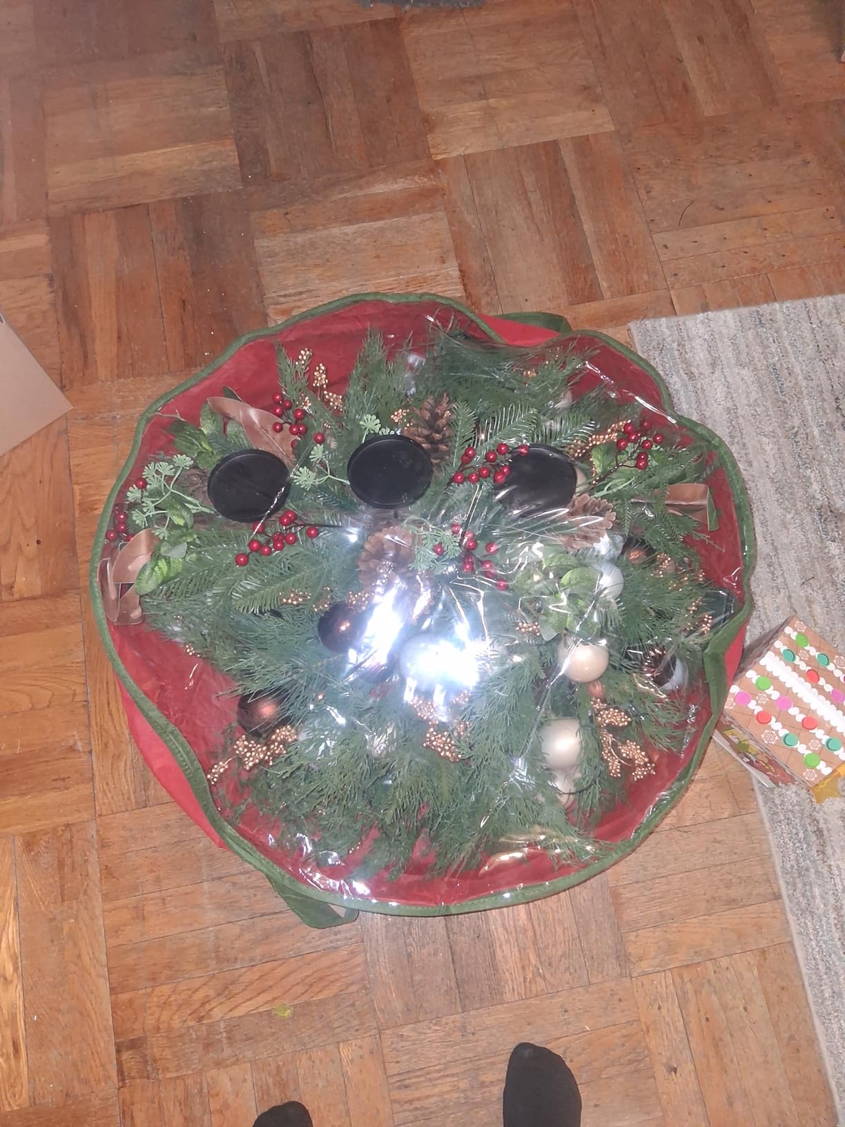 Whitmor Clear Wreath Storage Container with Tear Resistant PE Material, 30