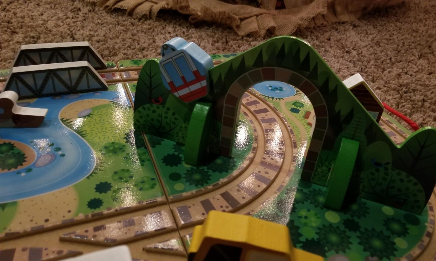 Melissa & Doug Take-Along Railroad Tabletop Playset with Wooden Train Toys, Animals & Scenery Play Pieces, Preschool Learning Toys for Girls & Boys 3+ - FSC Certified customer photo 1