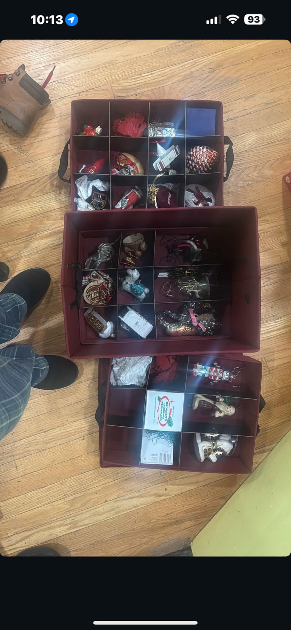 Christmas Ornament Storage Box, Holds 36-4 Inch Ornaments | Adjustable Acid-Free Dividers, 3 Removable Trays with Handles, Assembled Dimensions: 17 x 13 x 13 Inch customer photo 2