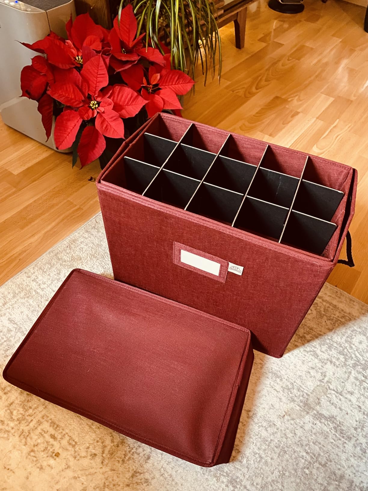 Christmas Ornament Storage Box, Holds 60-3 Inch Ornaments | Adjustable Acid-Free Dividers, 4 Removable Trays with Handles, Assembled Dimensions 16.25 Inch x 10 Inch x 13 Inch customer photo 1