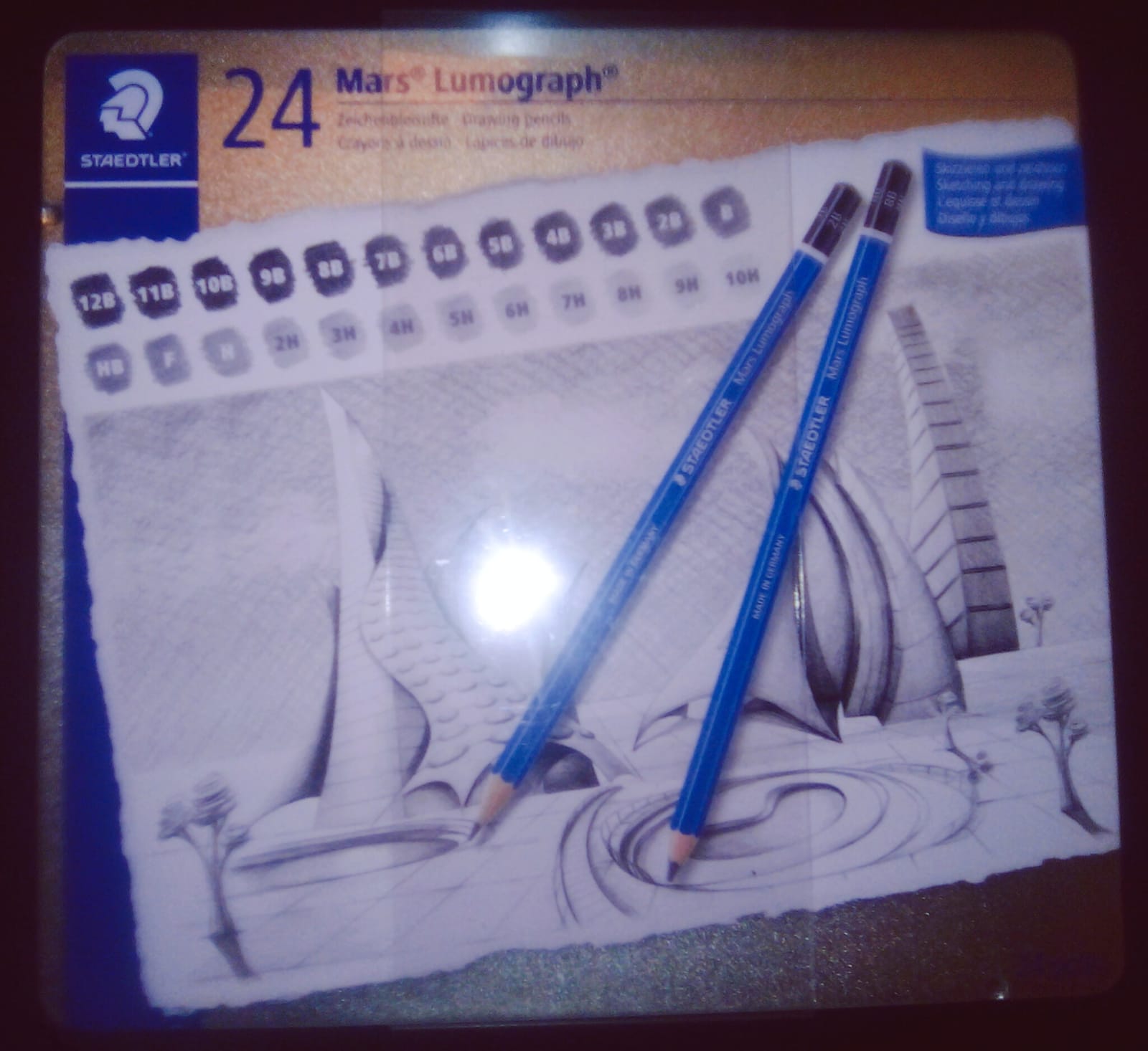STAEDTLER Mars Lumograph Drawing Pencils: Set of 24 in Metal Case - Presharpened Graphite Art Pencils - Hardness Grades 12B-10H customer photo 1