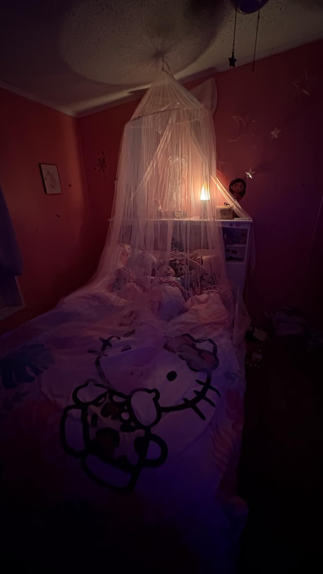 Bed Canopy with Lights for Girls, Gold Star Princess Crib Canopy Curtains, Extra Large Dome Mosquito Net Reading Nook Canopy for Kids Boys Twin Full Queen Size Bed, Fire Retardant Fabric customer photo 2
