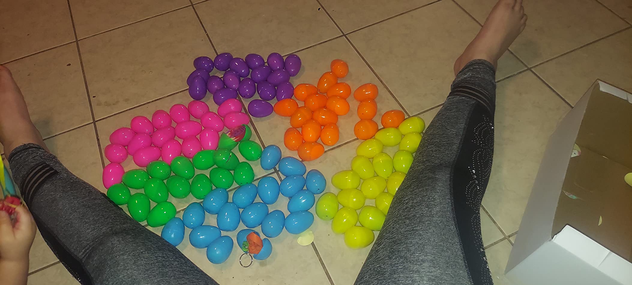 JOYIN 100 Pcs Prefilled Easter Eggs with Toys Plus Stickers, Filled with Toys Party Favors for Kids Boys Girls Easter Eggs Hunt, Basket Stuffers Fillers, Classroom Prize Supplies customer photo 2