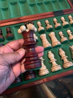 Husaria Ambassador Wooden Chess Set, 21.7 in | Husaria hornbeam and sycamore chess set, handcrafted in Poland, pyrography board 21.7 x 21 x 1.18 in, weighs 5.6 lbs customer photo 2