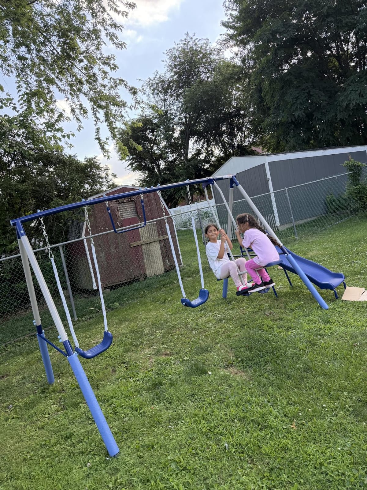 Sportspower Arcadia Metal Swing Set for Kids - Trapeze, 2-Person Glider, 5ft Slide, Anchor Kit, 6.1ft Durable Steel Frame - Outdoor Backyard Playset with 600 lbs Capacity customer photo 1