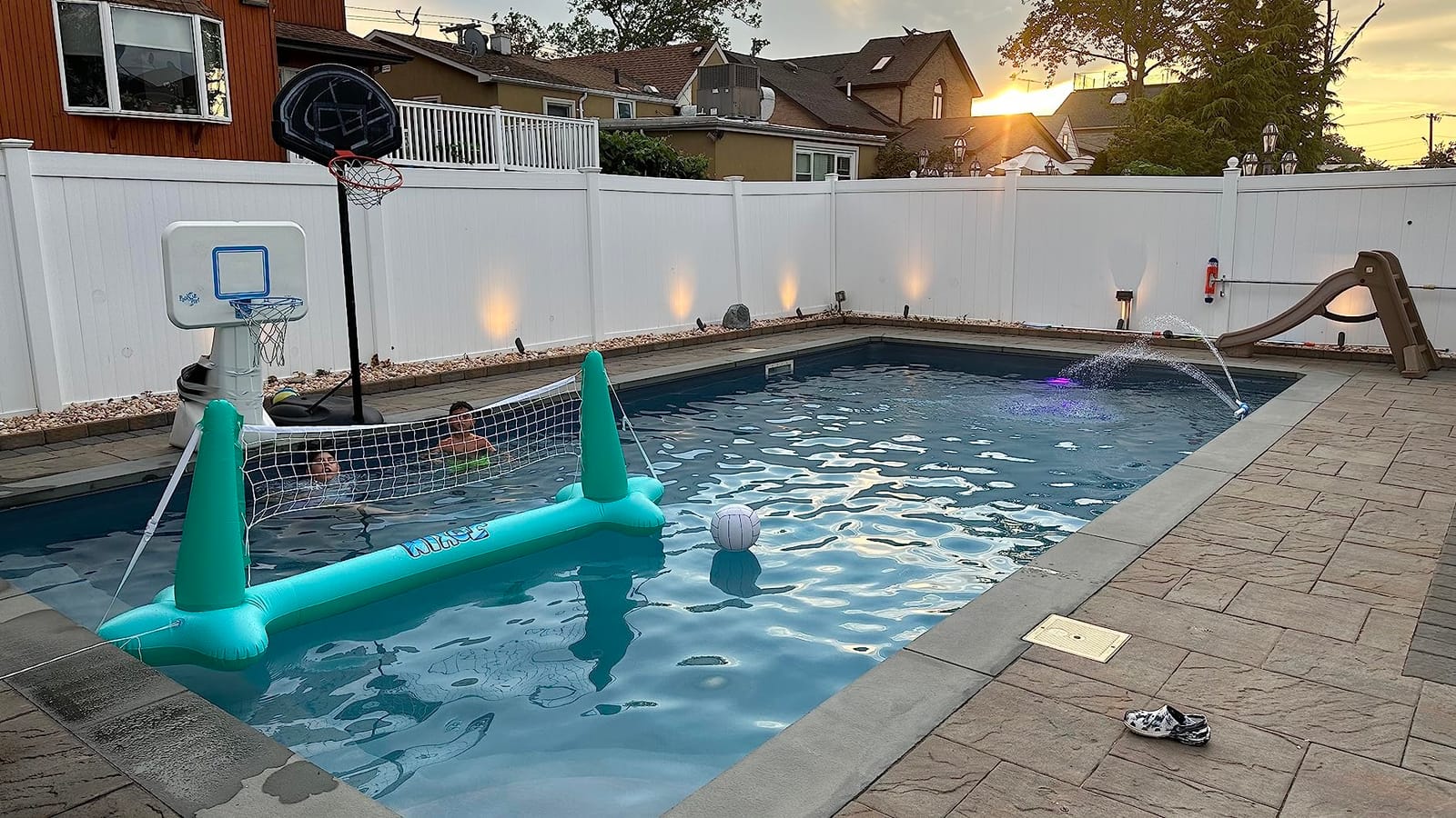 JOYIN Pool Toys Games Set-Inflatable Pool Float Set Volleyball Net & Basketball Hoops, 2 in1 Floating Swimming Game Toy, Volleyball Swimming Pool Game for Kids and Adults, Backyard Beach Summer Toys customer photo 1