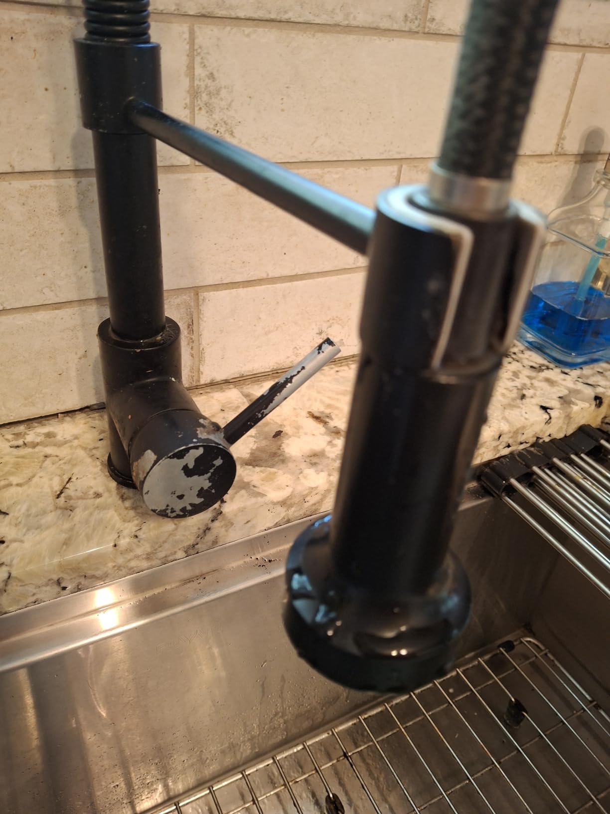 Kitchen Faucet with Pull Down Sprayer Matte Black | 1 Handle Spring Sink Faucets, Lead-Free NSF Certified Stainless Steel, 1 or 3-Hole Deck Plate, Farmhouse, RV, Bar, Laundry Room customer photo 2