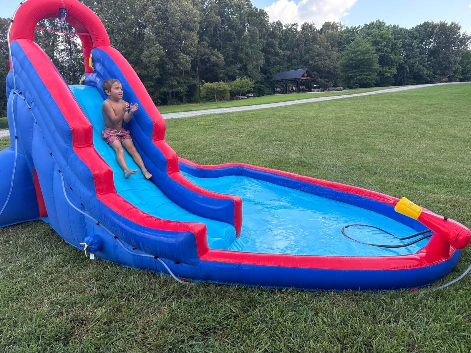 Sunny & Fun Deluxe Inflatable Water Slide Park with Climbing wall & Tunnel customer photo 1