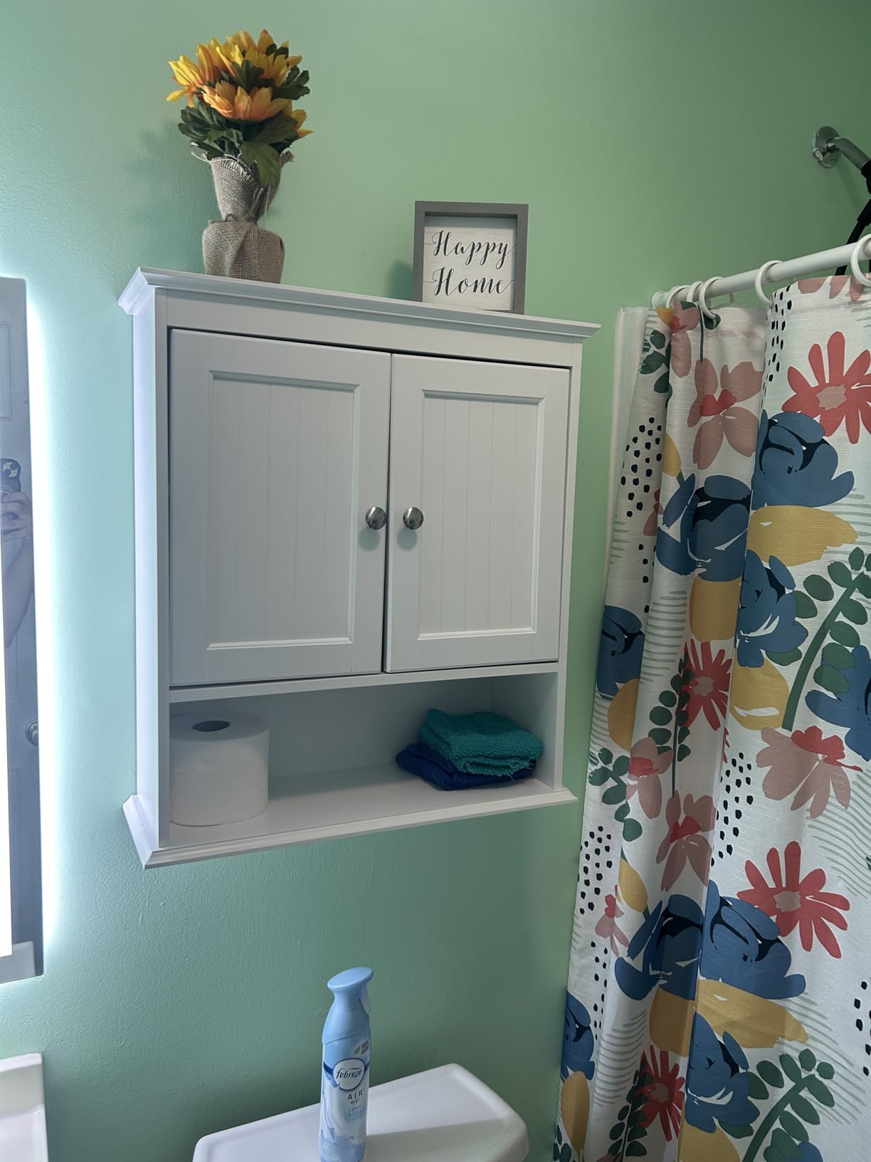 Spirich Bathroom Wall Cabinet with Beadboard Doors, White Medicine Cabinet | Adjustable Shelf, Open & Concealed Storage, Space-Saving Over-Toilet Design customer photo 2