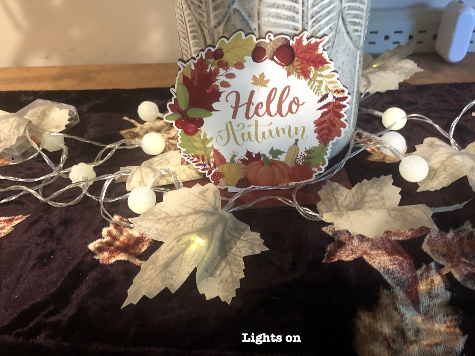 3 Pack Fall Garland with Pumpkin Lights Enlarged Maple Leaves 30Ft 60LED | Pumpkin Decor Fall String Lights Waterproof Battery Operated Halloween Thanksgiving Fall Decorations for Home Indoor Outdoor customer photo 1