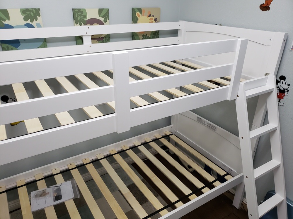 Costzon Wood Twin Over Twin Bunk Beds Convertible 2 Individual Twin Beds for Kids Children, Solid Rubberwood Bunk Bed with Ladder and Safety Rail (Espresso) customer photo 1