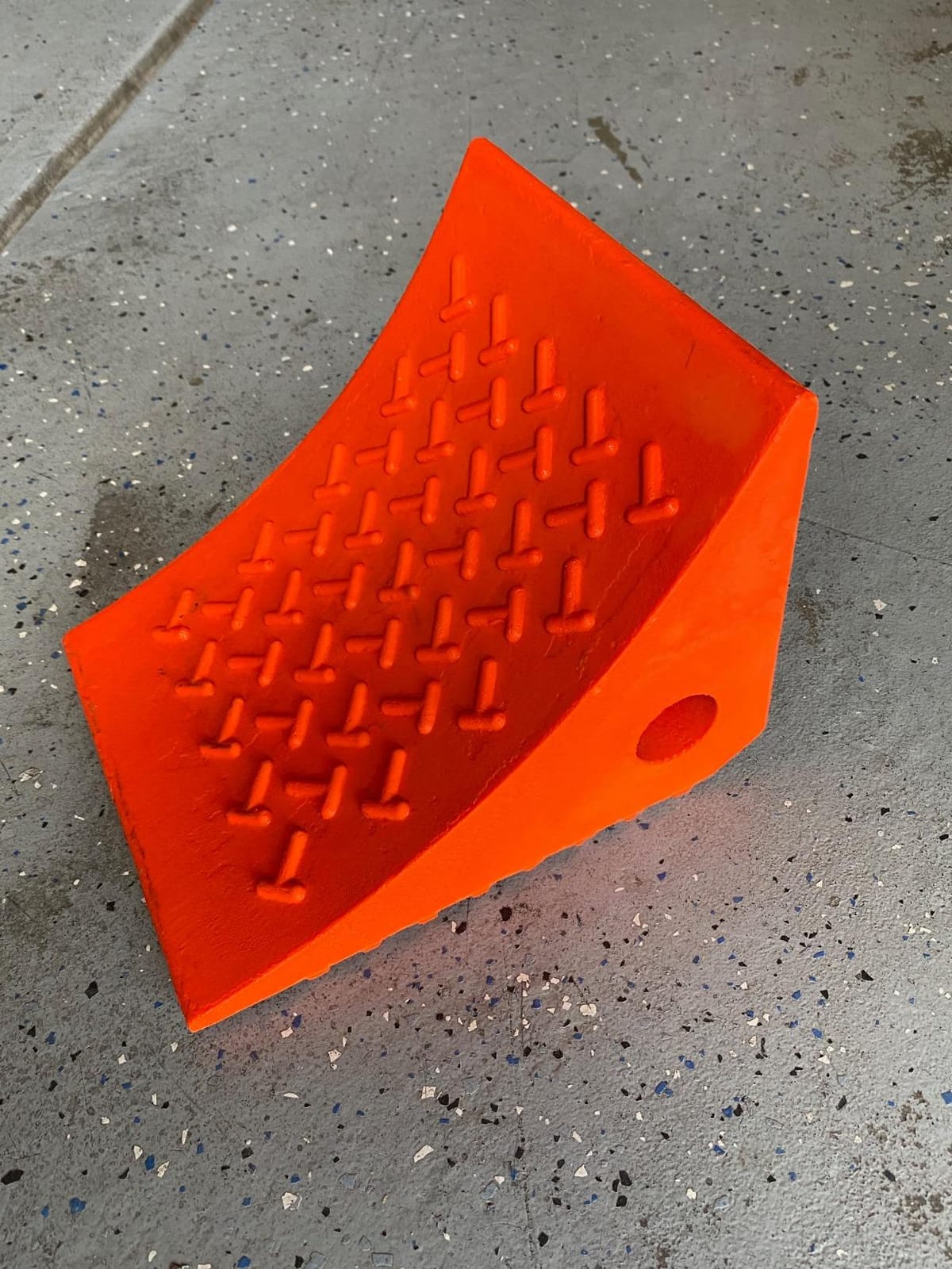 SECURITYMAN Heavy Duty Wheel Chocks (2 Pack) - Durable, Non-Slip, Solid Rubber Wheel Chocks for Boat Trailers, RV, Truck, Camper - Perfect on All Surfaces and in All Weather - Orange customer photo 2