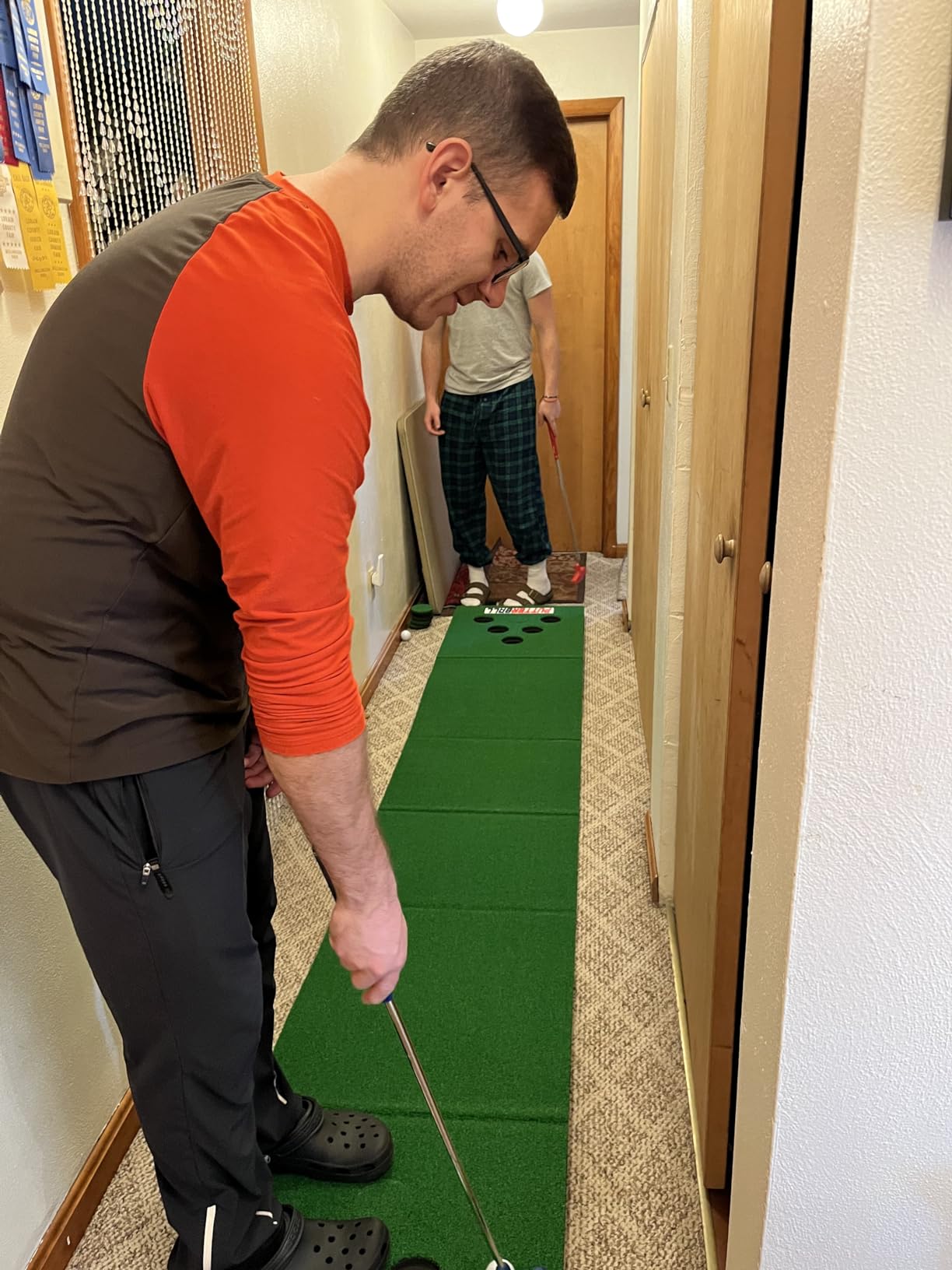 PutterBall Original Golf Putting Game Set – Backyard 12 ft Putting Green Pong Style Golf Mat with 2 Putters, 2 Balls & Hole Covers customer photo 1