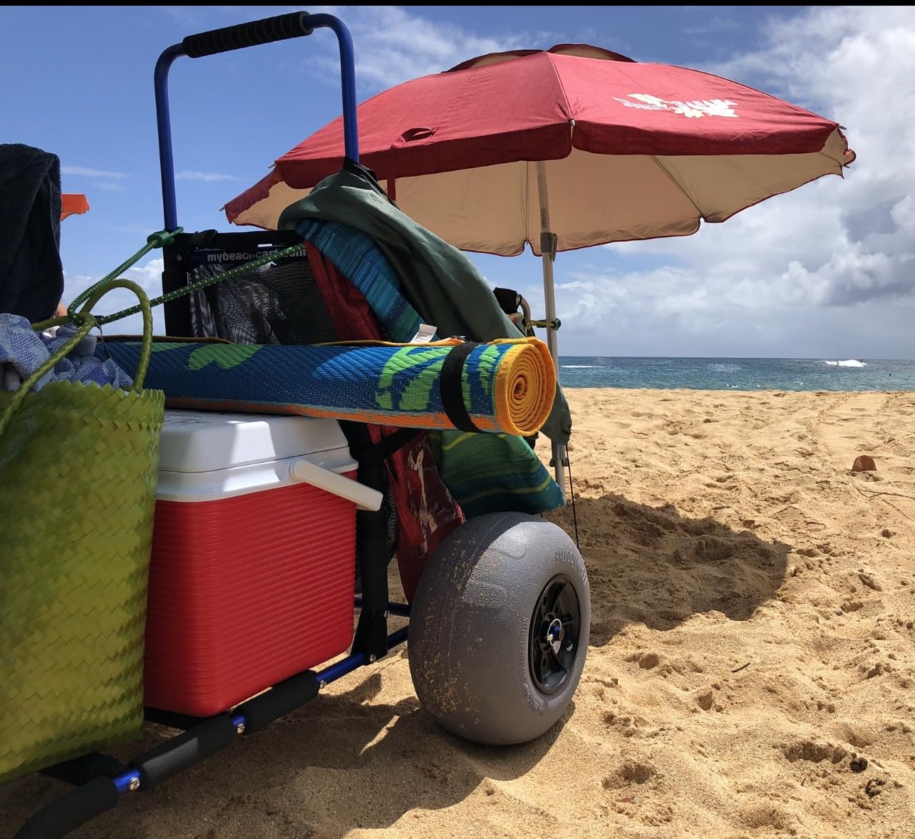 My Beach Cart The Original Patented NO Rust Aluminum Foldable Beach Cart 13 INCH Big Wheels Balloon Tires for Sand Heavy Duty customer photo 1