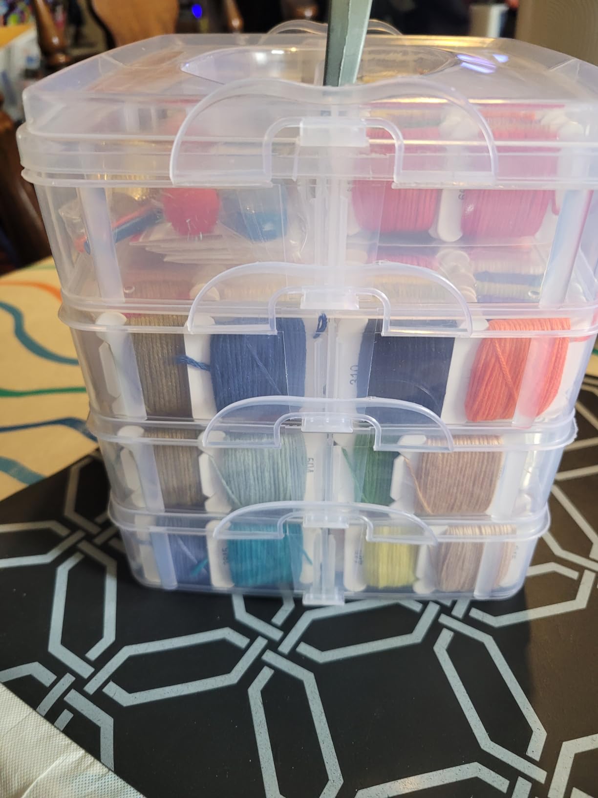 BYMORE 262 Pack Embroidery Thread Floss Kit Including 200 Colors 8 M/Pcs Cross Stitch Sewing Thread with Floss Bins and 62 Pcs Cross Stitch Tool, 4-Tier Transparent Storage Box customer photo 2