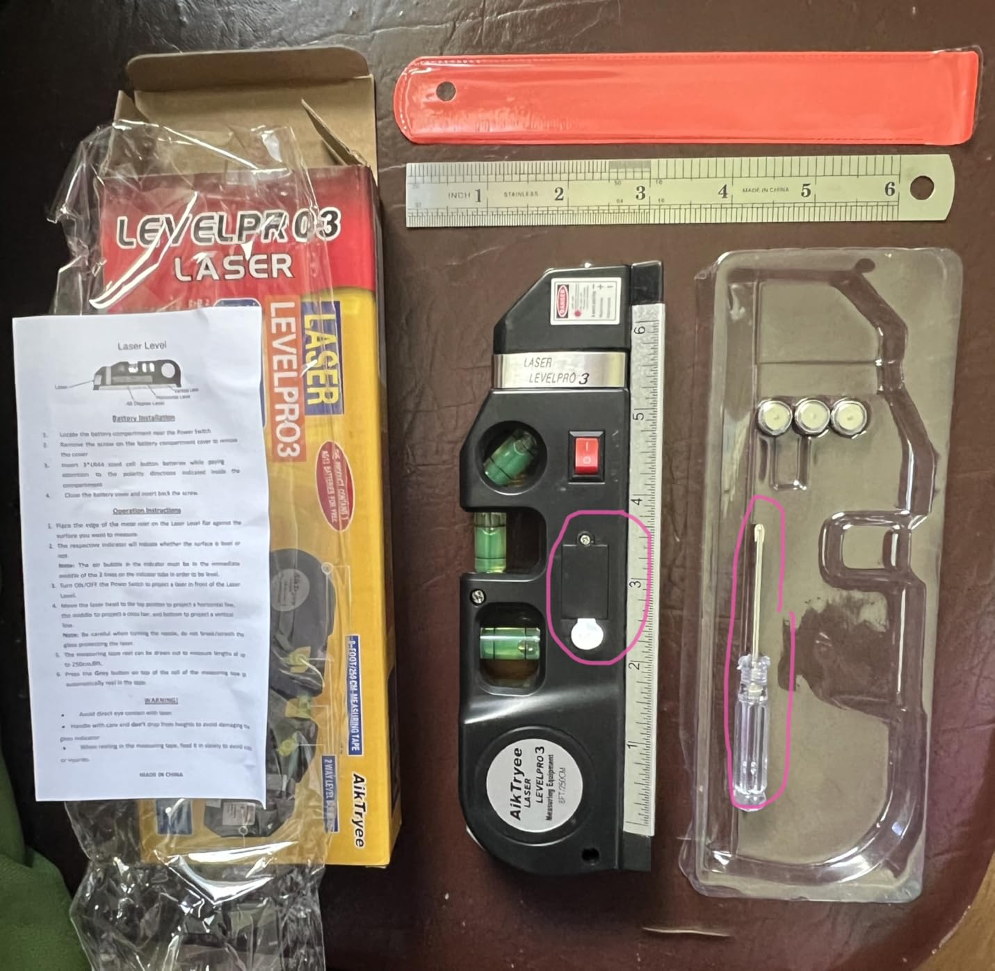 Laser Level Line Tool, Multipurpose Laser Level Kit Standard Cross Line Laser leveler Beam Tool with Metric Rulers 8ft/2.5M for Picture Hanging cabinets Tile Walls by AikTryee customer photo 1