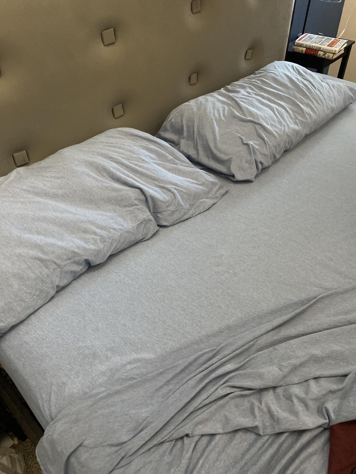 Great Bay Home Cotton Jersey Knit King Sheet Set - Ultra-Soft, Stretchy, Heathered Melange Bed Sheets - Cozy, Soft T-Shirt Sheet & Pillowcase Set (Green) customer photo 2