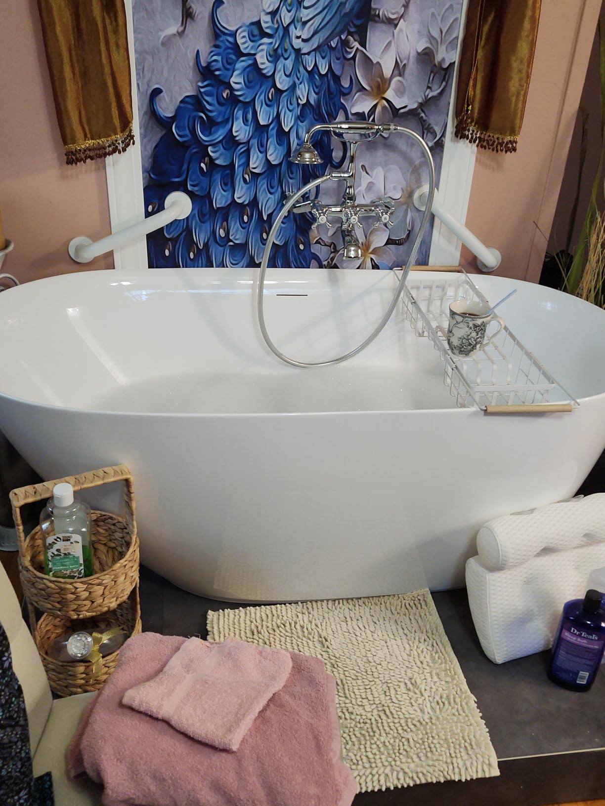 ANZZI Freestanding Bathtub 67 in Acrylic Glossy White Flat Bottom Soaking Tub, Ami Series One-Piece, Center Drain, Polished Chrome Overflow, Slip-Resistant Floor, Leveling Adjustable Feet customer photo 1